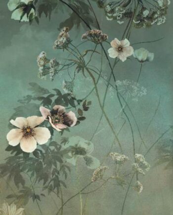 Kuviollinen koristesuurlaatta ABK Wide&Style Country Flowers Green B, 120x280 cm, 6 mm, matta