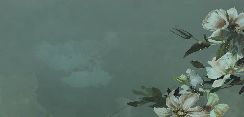 Kuviollinen koristelaatta ABK Wide&Style Country Flowers Green A, 120x240 cm (4 x 60x120 cm), 8,5 mm, matta