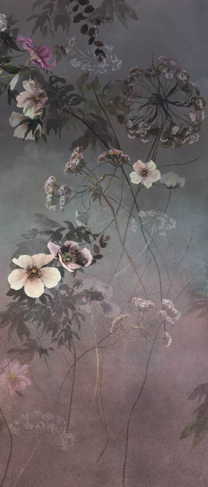 Kuviollinen koristesuurlaatta ABK Wide&Style Country Flowers Pink B, 120x280 cm, 6 mm, matta