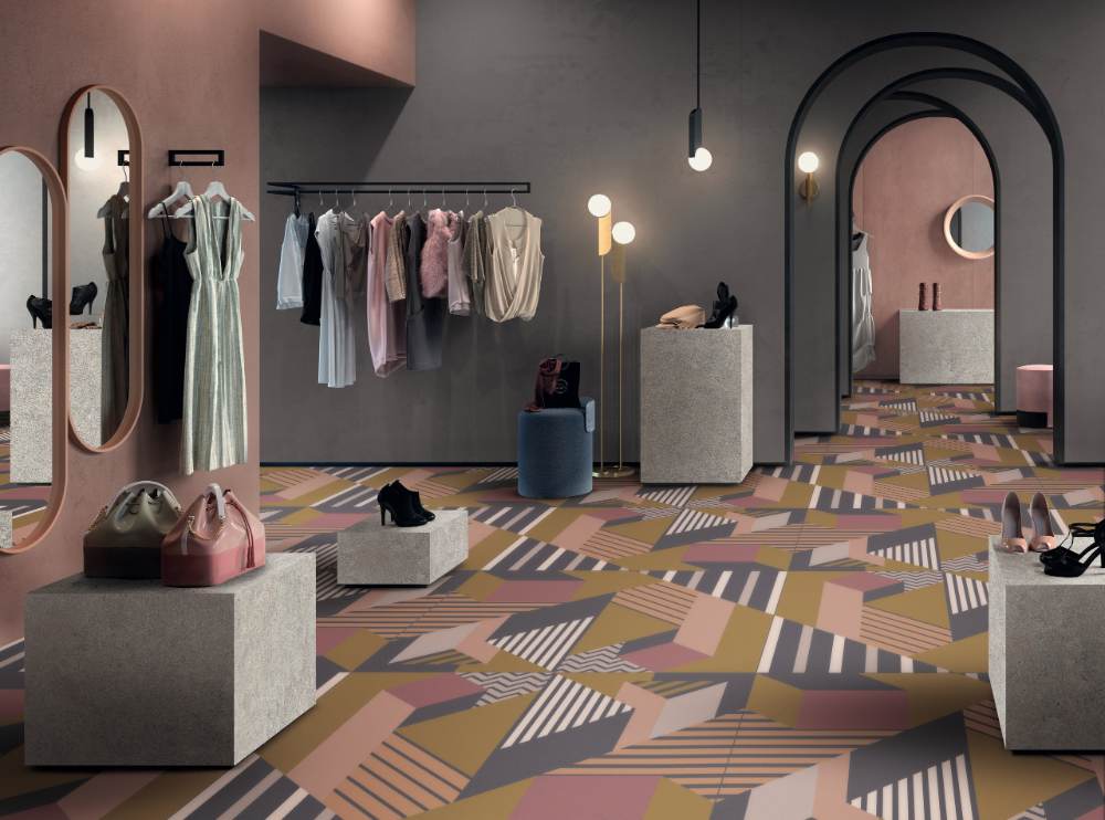 Kuviollinen koristesuurlaatta ABK Wide&Style Perspective Brown, 120x280 cm, 6 mm, matta