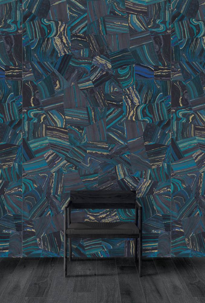 Kuviollinen koristesuurlaatta ABK Wide&Style Precious Blue, 120x280 cm, 6 mm, matta