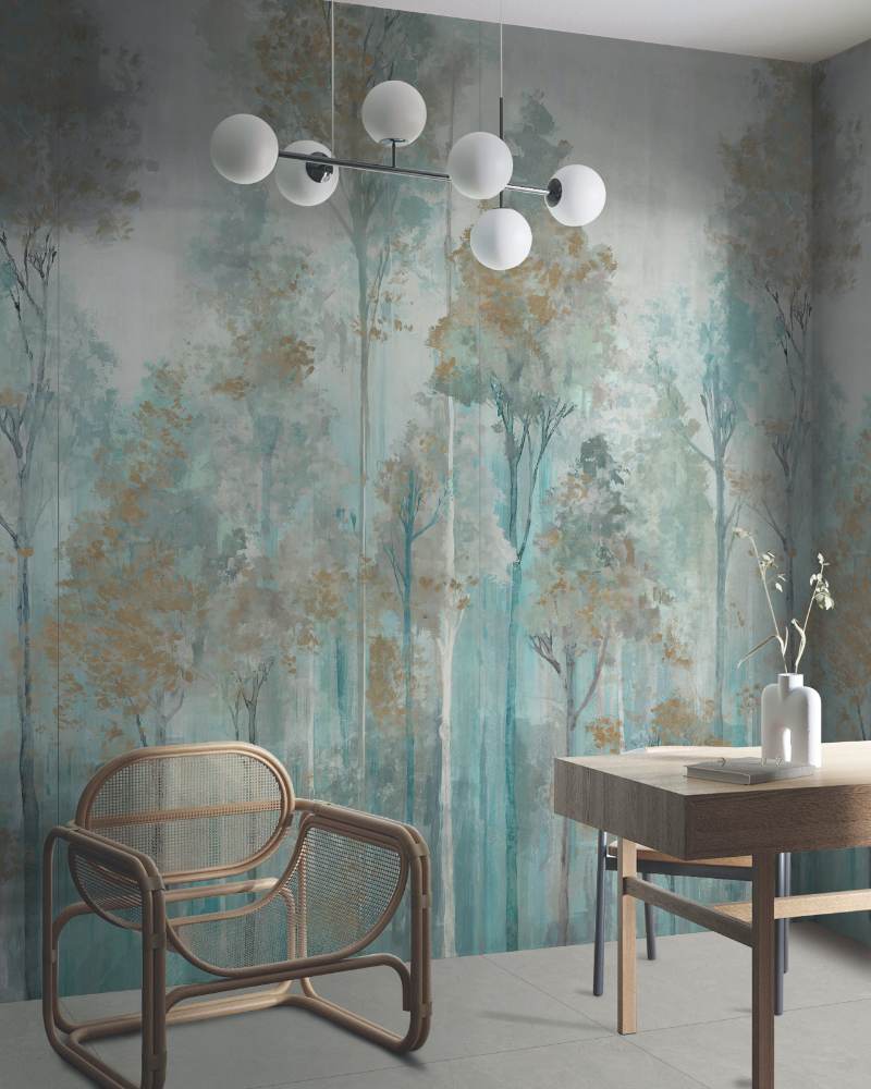 Kuviollinen koristesuurlaatta ABK Wide&Style Trees Ivory A, 120x280 cm, 6 mm, matta