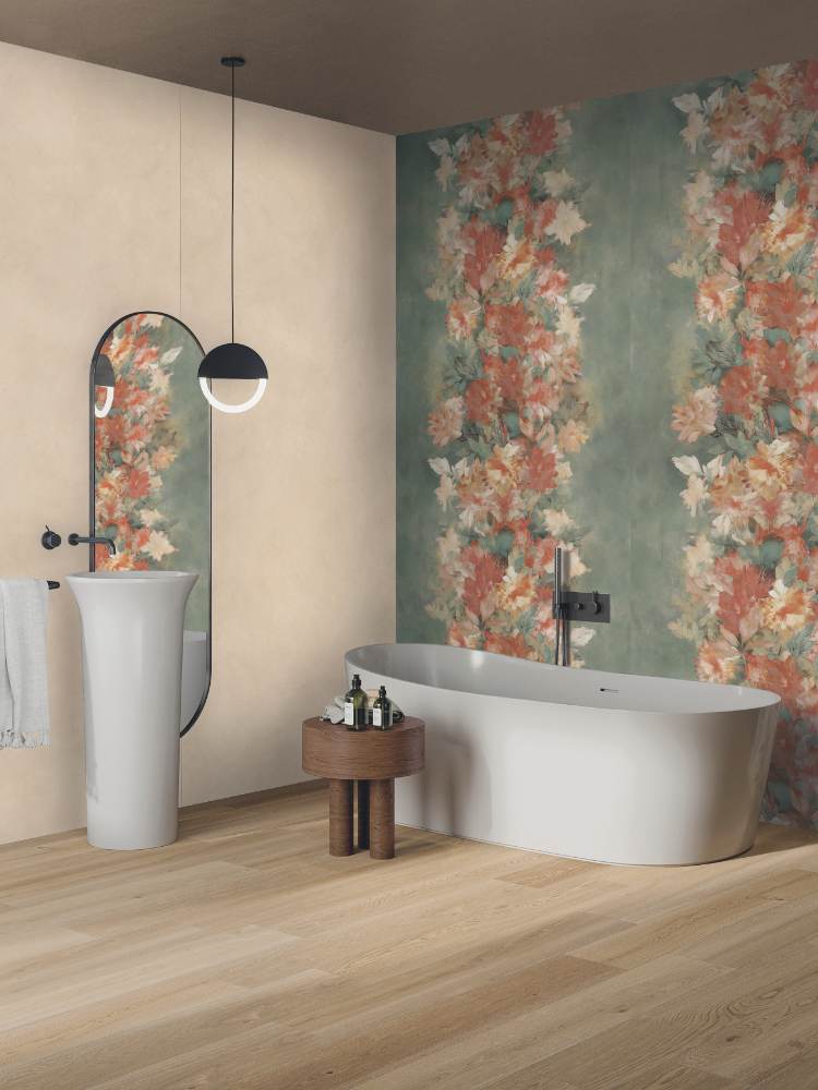 Kuviollinen koristesuurlaatta ABK Wide&Style Peonies, 120x280 cm, 6 mm, matta