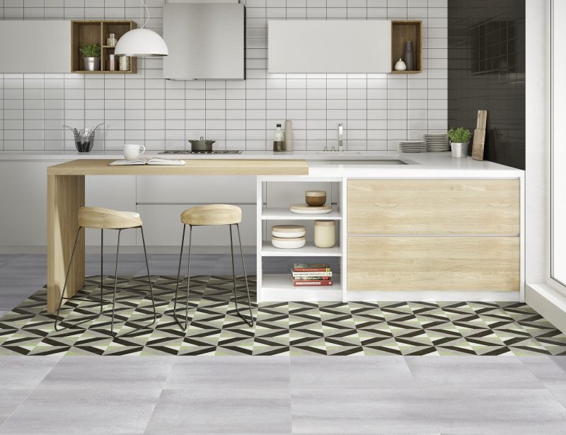 Metroo-stiilis keraamiline seinaplaat Dune Metro White Glossy – interjöör