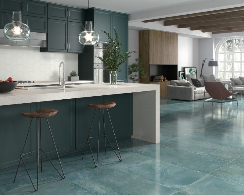 Lappato-pinnaga portselanplaat Dune Magnet Petrol, 60x120 cm, 10 mm, petroolsinine
