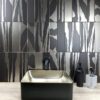 PVD-metallmustriga keraamiline seinaplaat Dune Flat Savannah Black & Silver, 7,5x30 cm, 8 mm, must-hõbedane