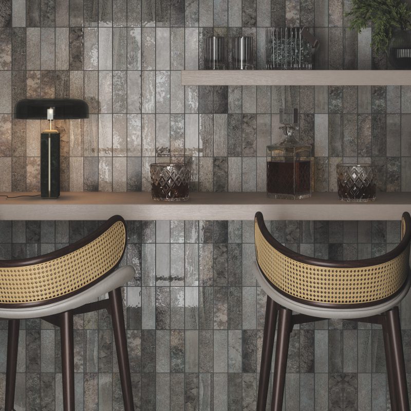 Kolmeosalise reljeefiga portselanplaat Dune Terraluz Piedra – interjöör