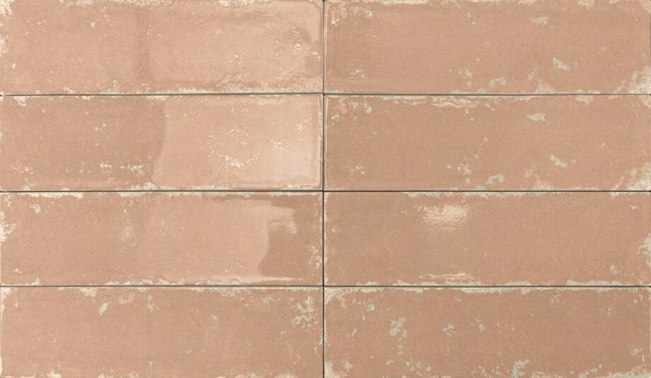 Kulunud servadega läikiv keraamiline seinaplaat Dune Antiga Teja, 6,9x24 cm, 9 mm, telliskivipunane