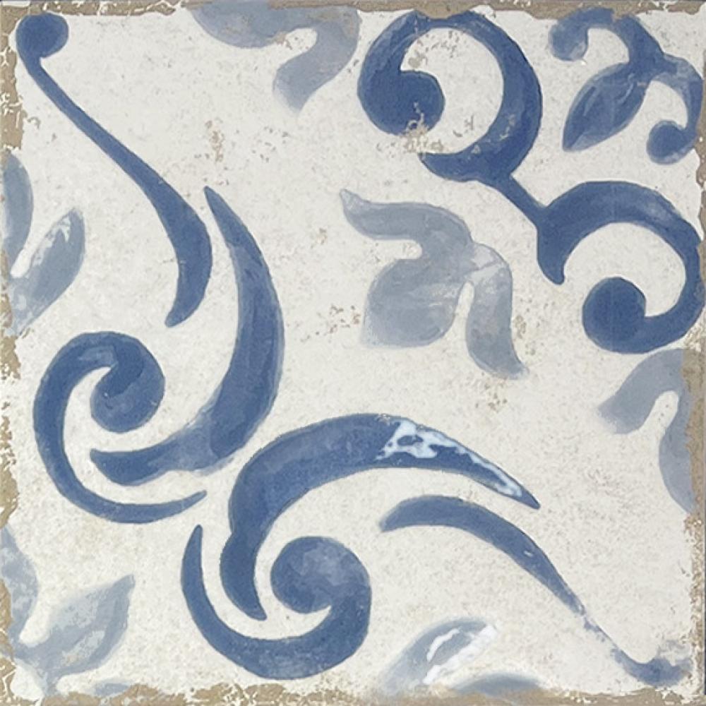Valencia hüdroplaadi mustriga portselanplaat Dune Antiga Barraquetes Azul, 20x20 cm, 9 mm, sinine
