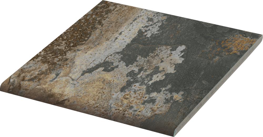 Ümardatud servaga kiltkivi imitatsiooniga portselanplaat (bullnose) Dune Ardesia Multicolore Bullnose, 14,7x14,7 cm, 8 mm, mitmevärviline, R12