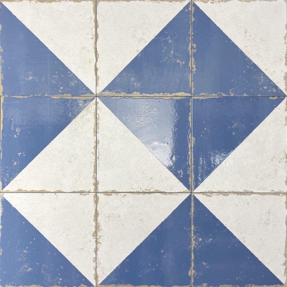 189215-2 Valencia hüdroplaadi mustriga portselanplaat Dune Antiga Cabanyal Azul, 20x20 cm, 9 mm, sinine