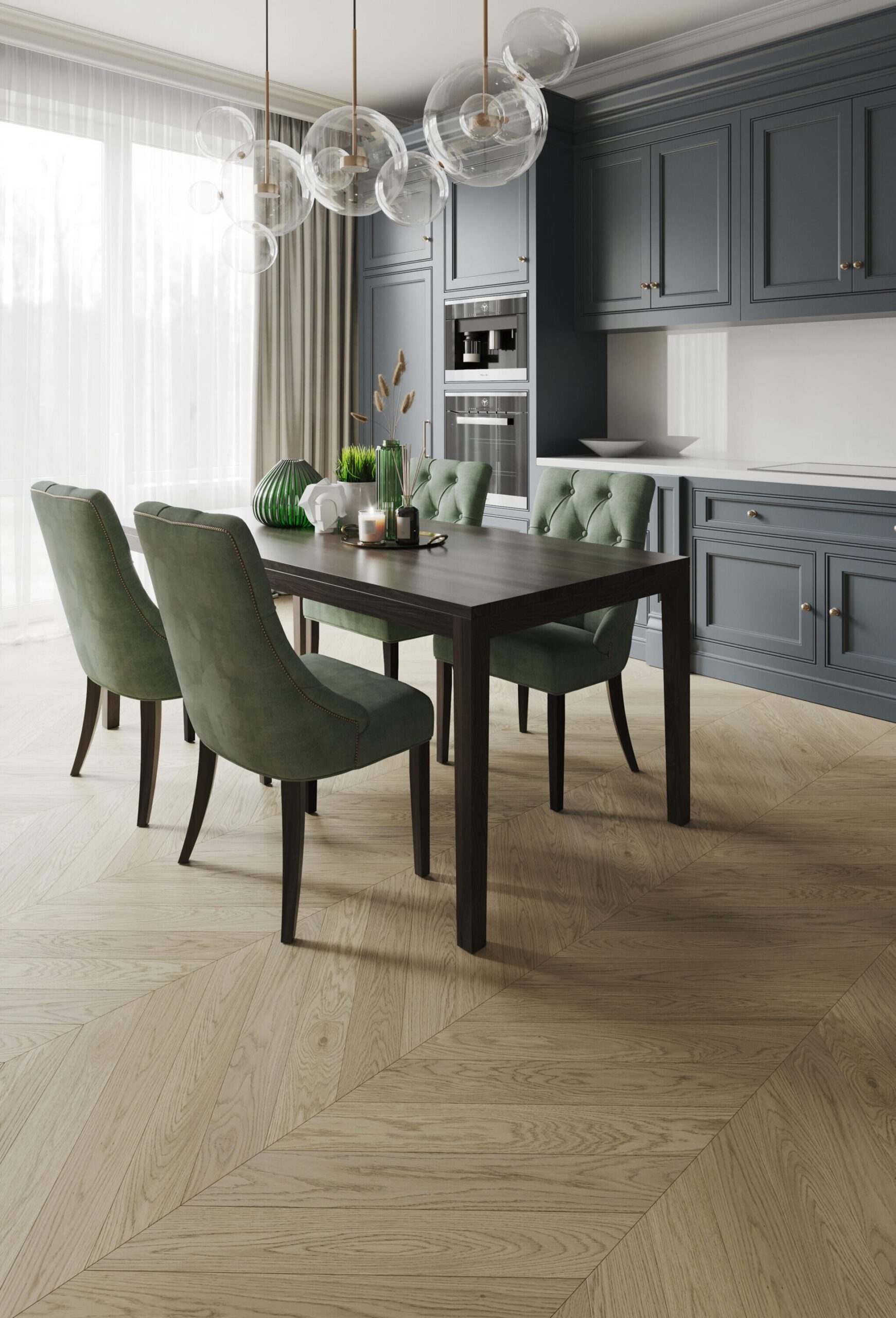 Chevron tammiparketti Esta AB Sandstone 780 mm erittäin mattalakattu – 3