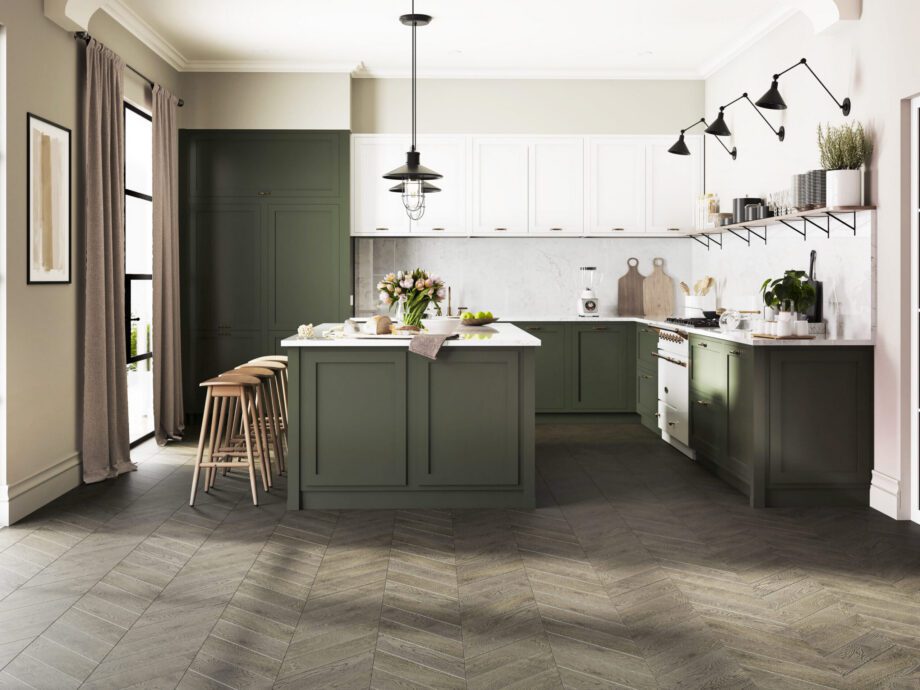 Chevron tammiparketti Esta Nordic S Lava Grey erittäin mattalakattu – 3