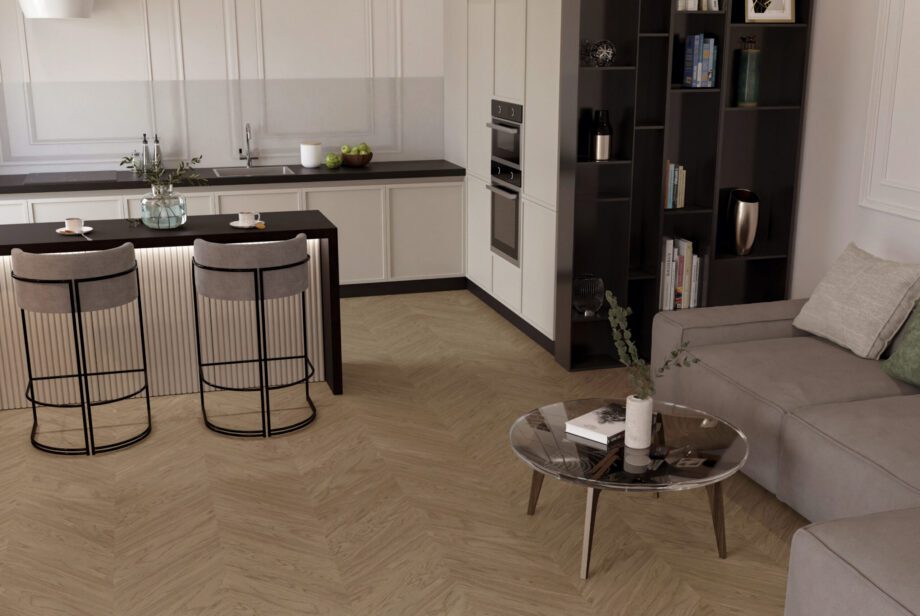 Chevron tammiparketti Esta Nova Eco Elite Sandstone erittäin mattalakattu – sisustuksessa Chevron tammiparketti Esta Nova Eco Elite Sandstone erittäin mattalakattu – 3