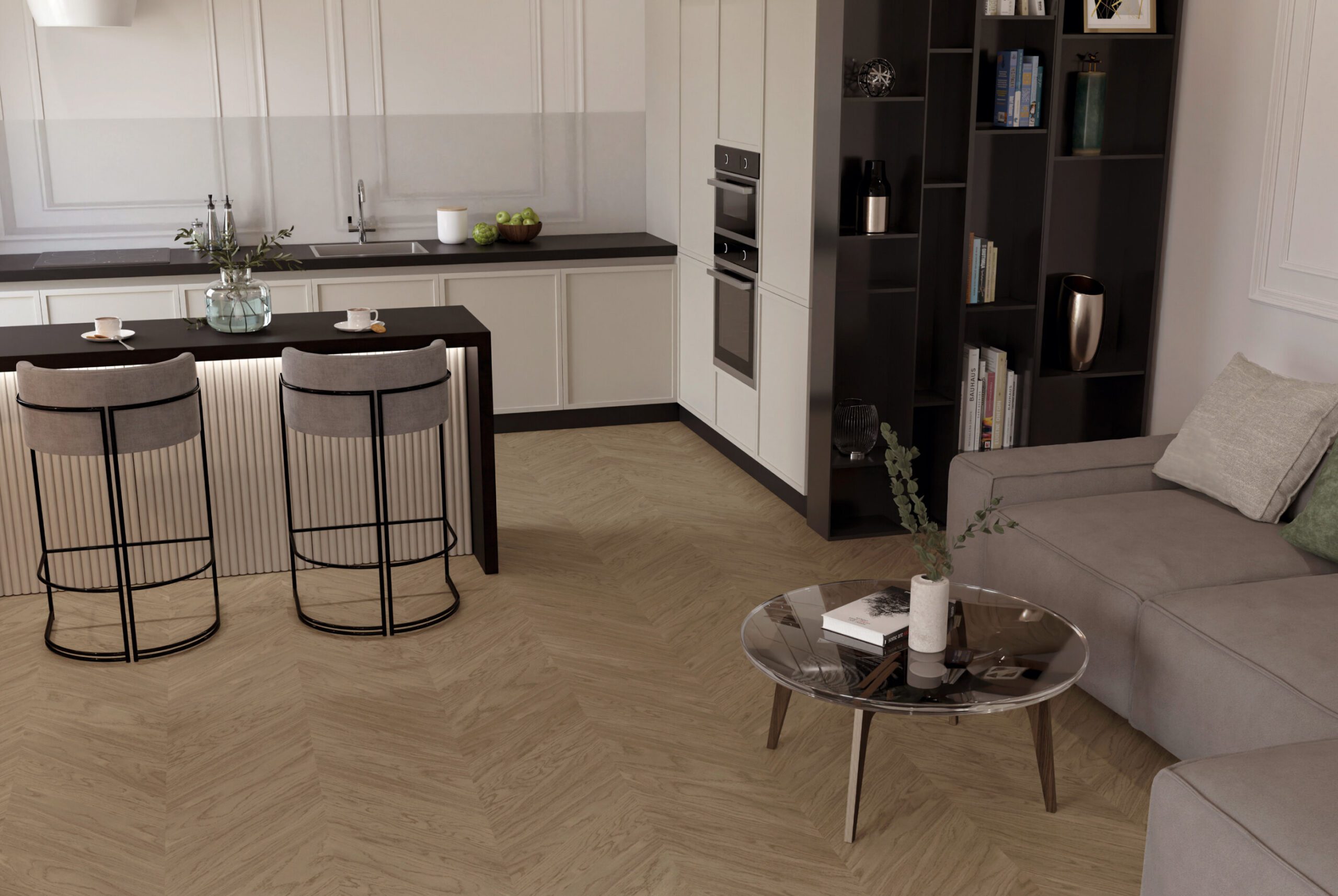 Chevron tammiparketti Esta Nova Eco Elite Sandstone erittäin mattalakattu – 3