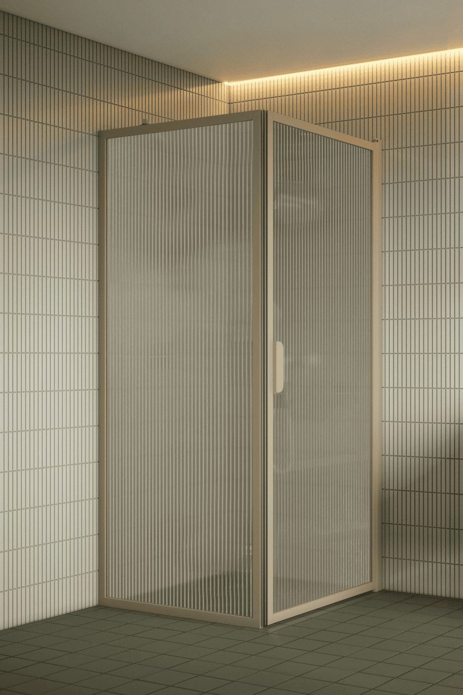 Suihkunurkka Hietakari Bläk 755 New York, Sand-kehys, Reeded-lasi Suihkunurkka Hietakari Bläk 755 New York, Sand-kehys, Reeded-lasi