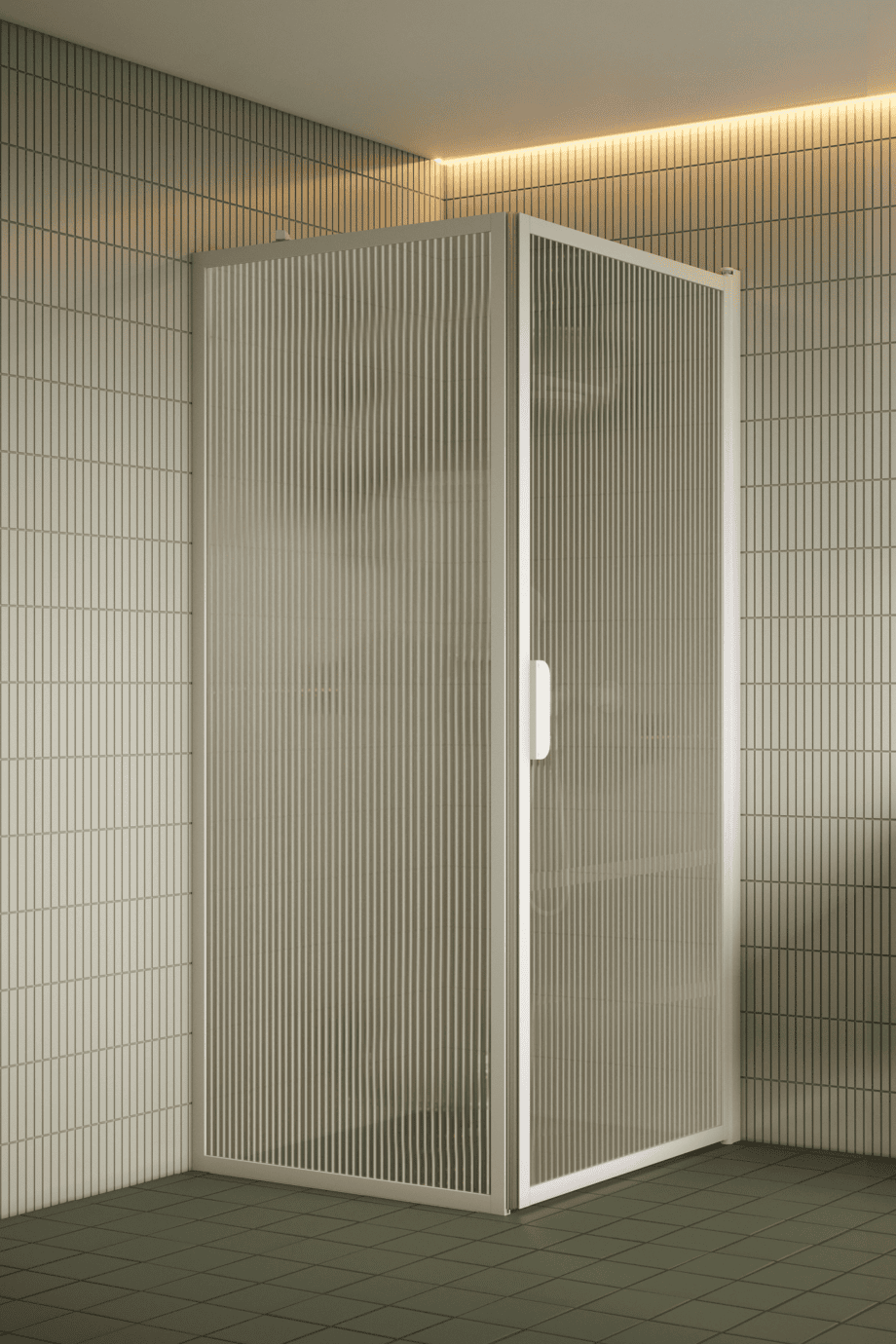 Suihkunurkka Hietakari Bläk 755 New York, valkoinen kehys, Reeded-lasi Suihkunurkka Hietakari Bläk 755 New York, valkoinen kehys, Reeded-lasi