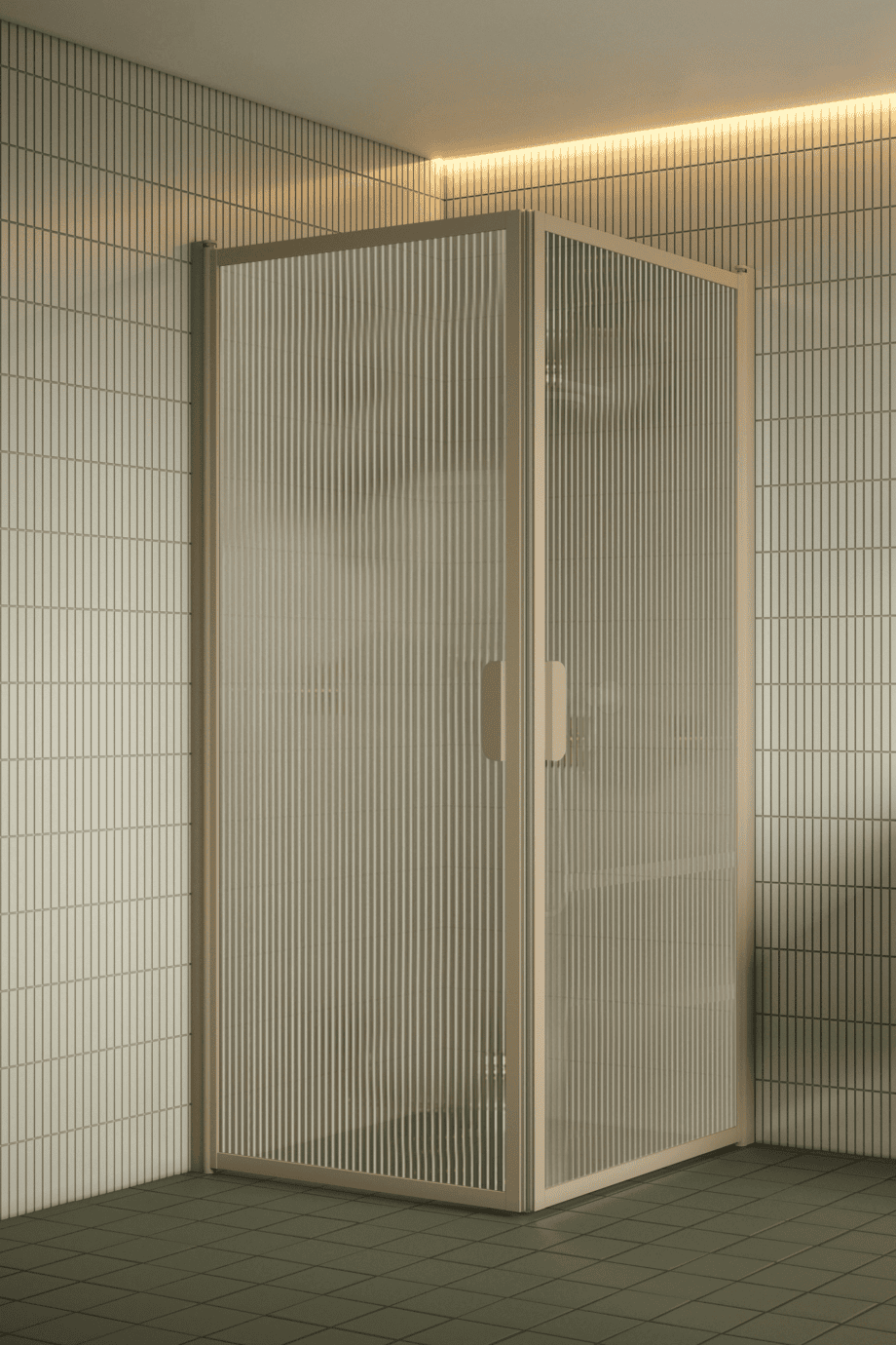 Suihkunurkka Hietakari Bläk 757 New York, Sand-kehys, Reeded-lasi Suihkunurkka Hietakari Bläk 757 New York, Sand-kehys, Reeded-lasi