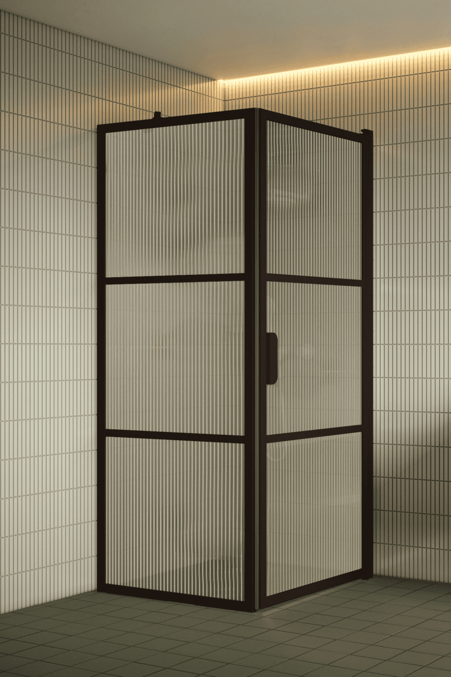 Suihkunurkka Hietakari Bläk 760 Tokyo, Cocoa-kehys, Reeded-lasi Suihkunurkka Hietakari Bläk 760 Tokyo, Cocoa-kehys, Reeded-lasi