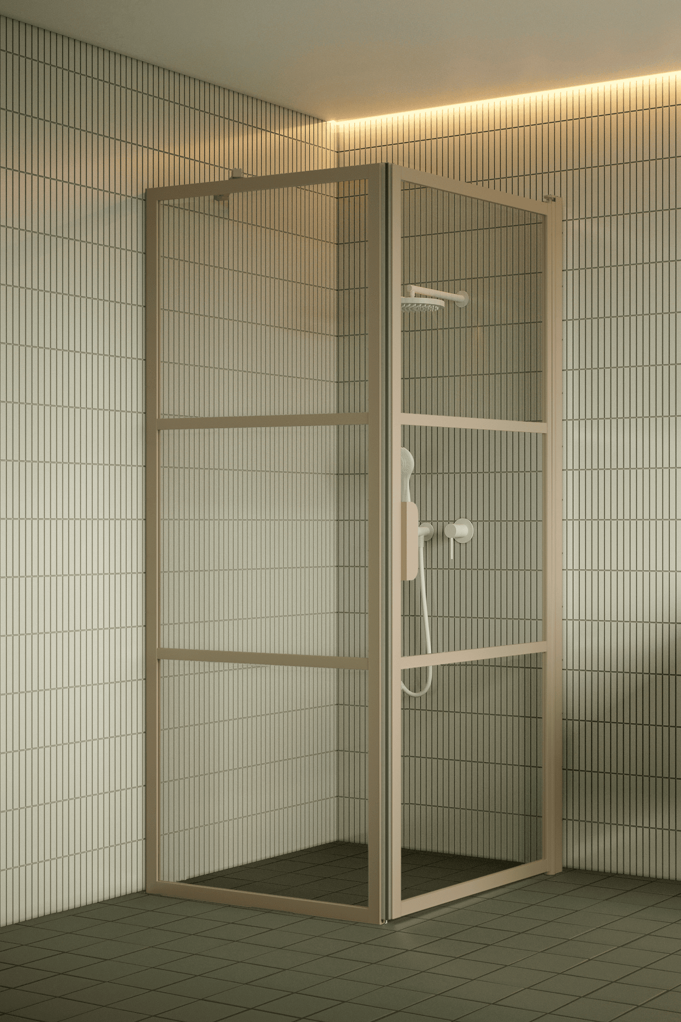 Suihkunurkka Hietakari Bläk 760 Tokyo, kiinteä seinä + kääntyvä ovi – 5