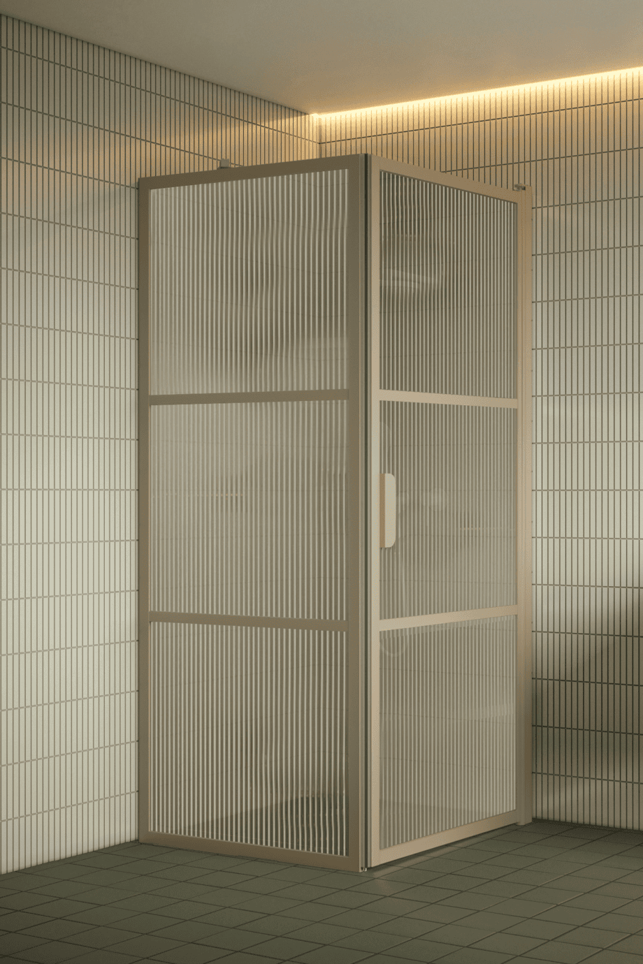 Suihkunurkka Hietakari Bläk 760 Tokyo, Sand-kehys, Reeded-lasi Suihkunurkka Hietakari Bläk 760 Tokyo, Sand-kehys, Reeded-lasi