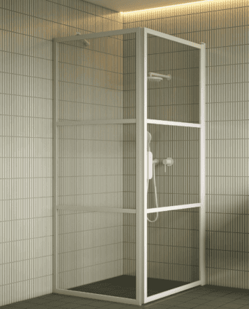 Suihkunurkka Hietakari Bläk 760 Tokyo, kiinteä seinä + kääntyvä ovi
