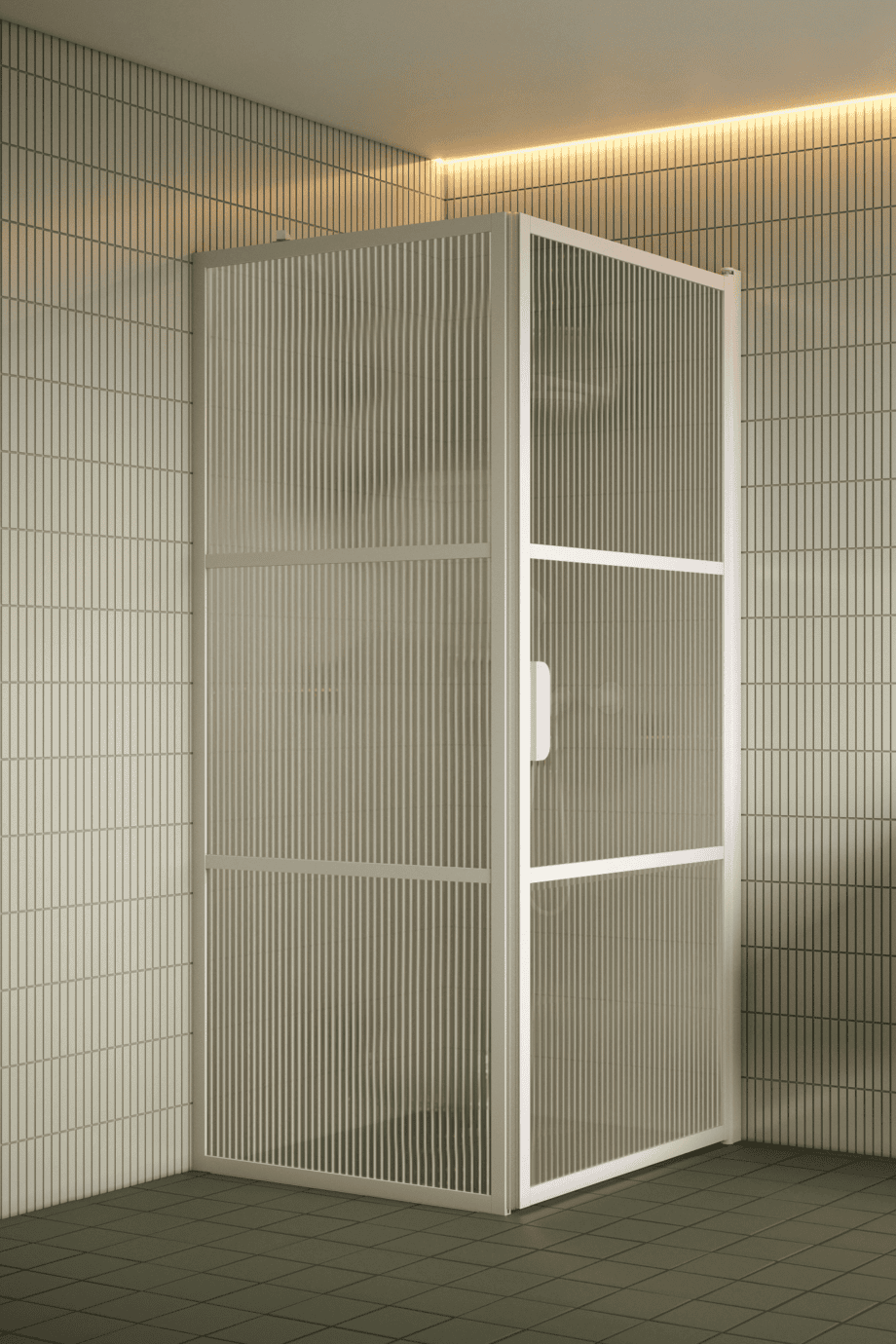Suihkunurkka Hietakari Bläk 760 Tokyo, valkoinen kehys, Reeded-lasi Suihkunurkka Hietakari Bläk 760 Tokyo, valkoinen kehys, Reeded-lasi