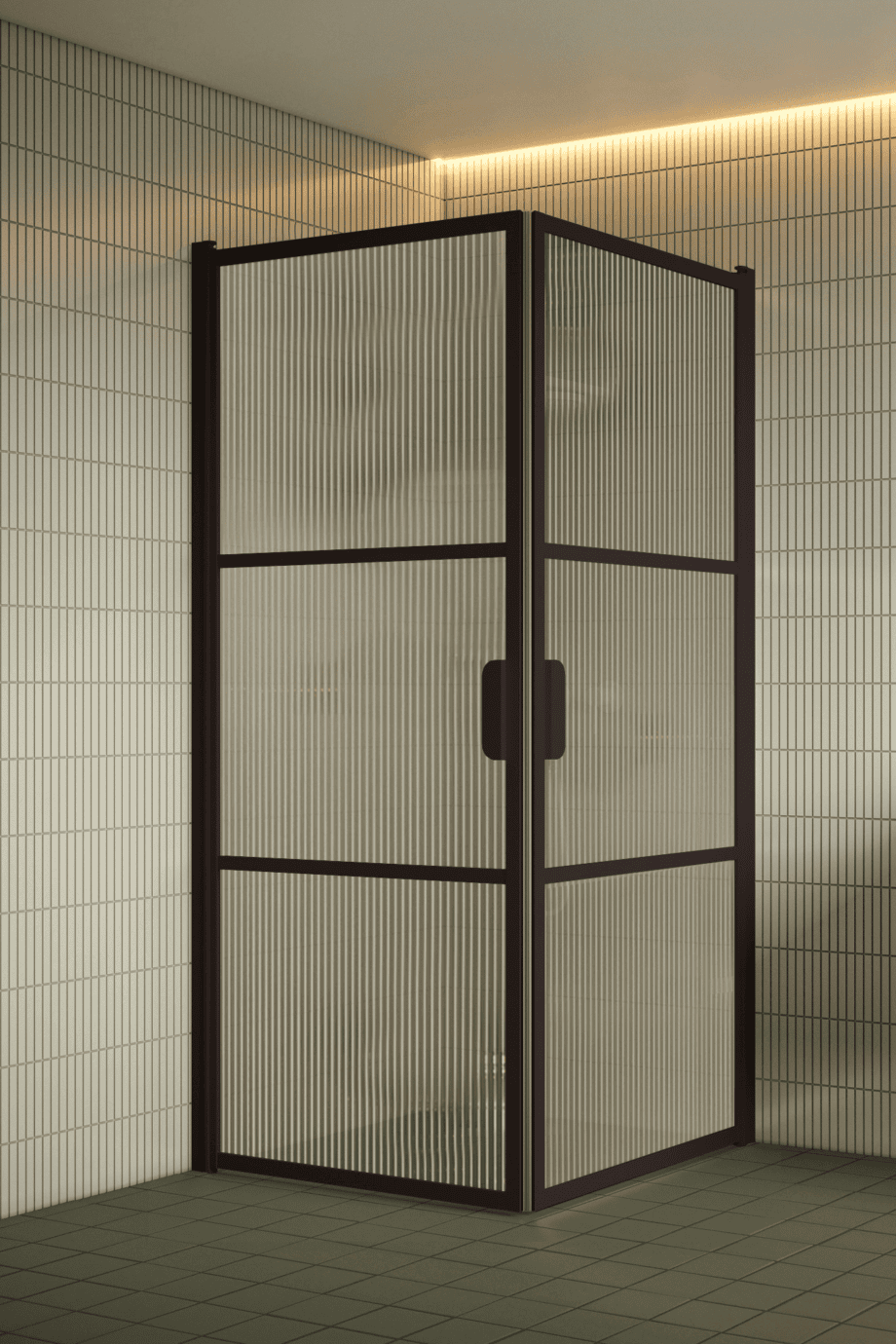 Suihkunurkka Hietakari Bläk 762 Tokyo, Cocoa-kehys, Reeded-lasi
