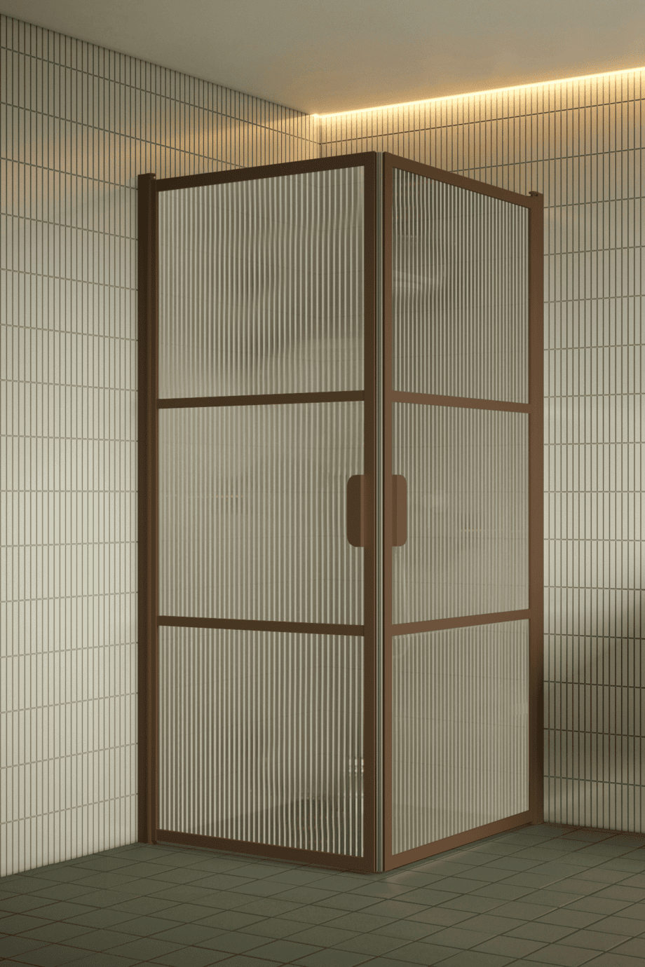 Suihkunurkka Hietakari Bläk 762 Tokyo, Mocha-kehys, Reeded-lasi