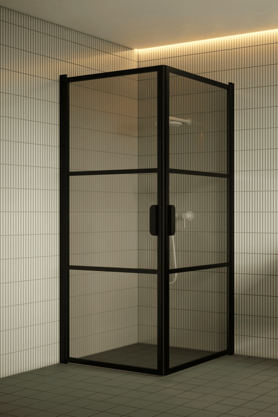 Suihkunurkka Hietakari Bläk 762 Tokyo, musta kehys, pronssilasi