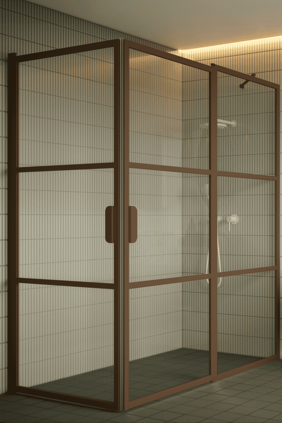 Suihkunurkka Hietakari Bläk 763 Tokyo, Mocha-kehys, Reeded-lasi