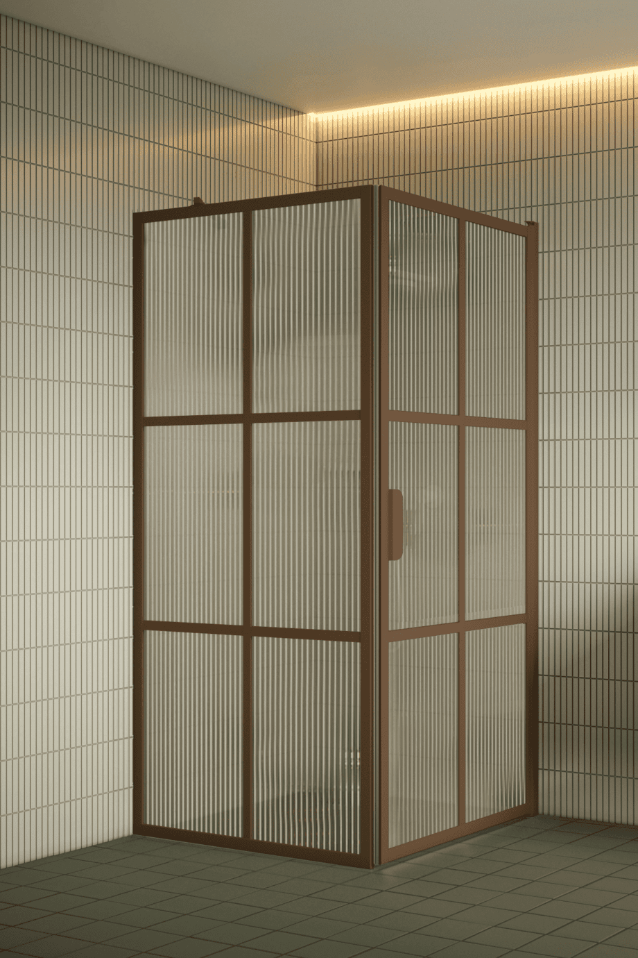 Suihkunurkka Hietakari Bläk 765 Paris, Cocoa-kehys, Reeded-lasi