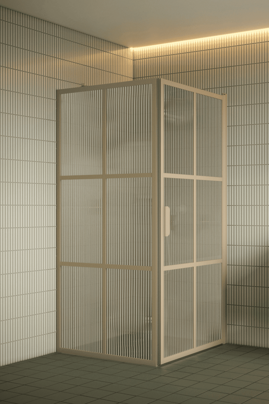 Suihkunurkka Hietakari Bläk 765 Paris, Sand-kehys, Reeded-lasi