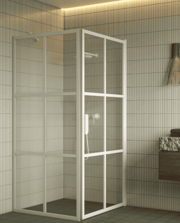 Suihkunurkka Hietakari Bläk 765 Paris, kiinteä seinä + kääntyvä ovi