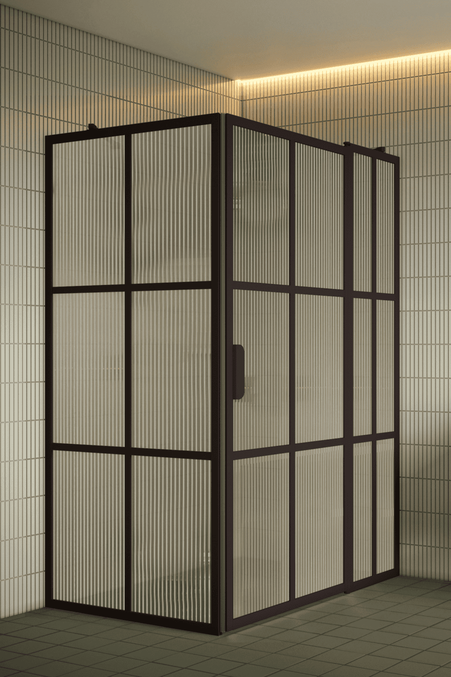 Suihkunurkka Hietakari Bläk 766 Paris, Cocoa-kehys, Reeded-lasi