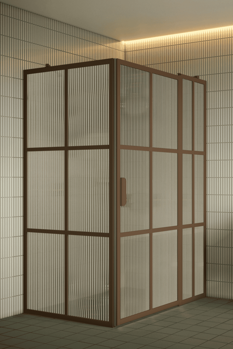 Suihkunurkka Hietakari Bläk 766 Paris, Mocha-kehys, Reeded-lasi