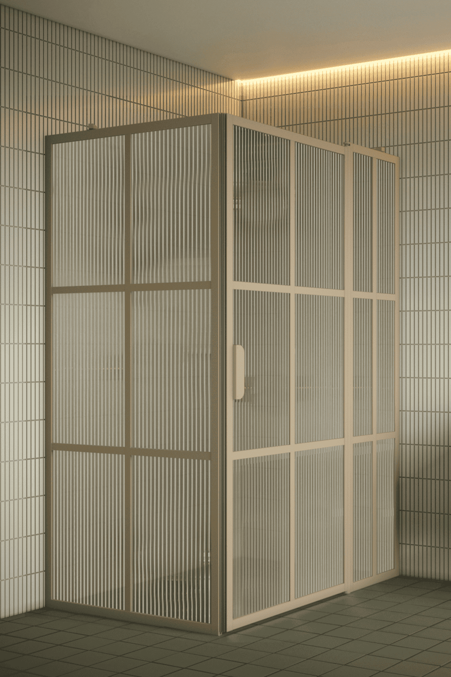 Suihkunurkka Hietakari Bläk 766 Paris, Sand-kehys, Reeded-lasi