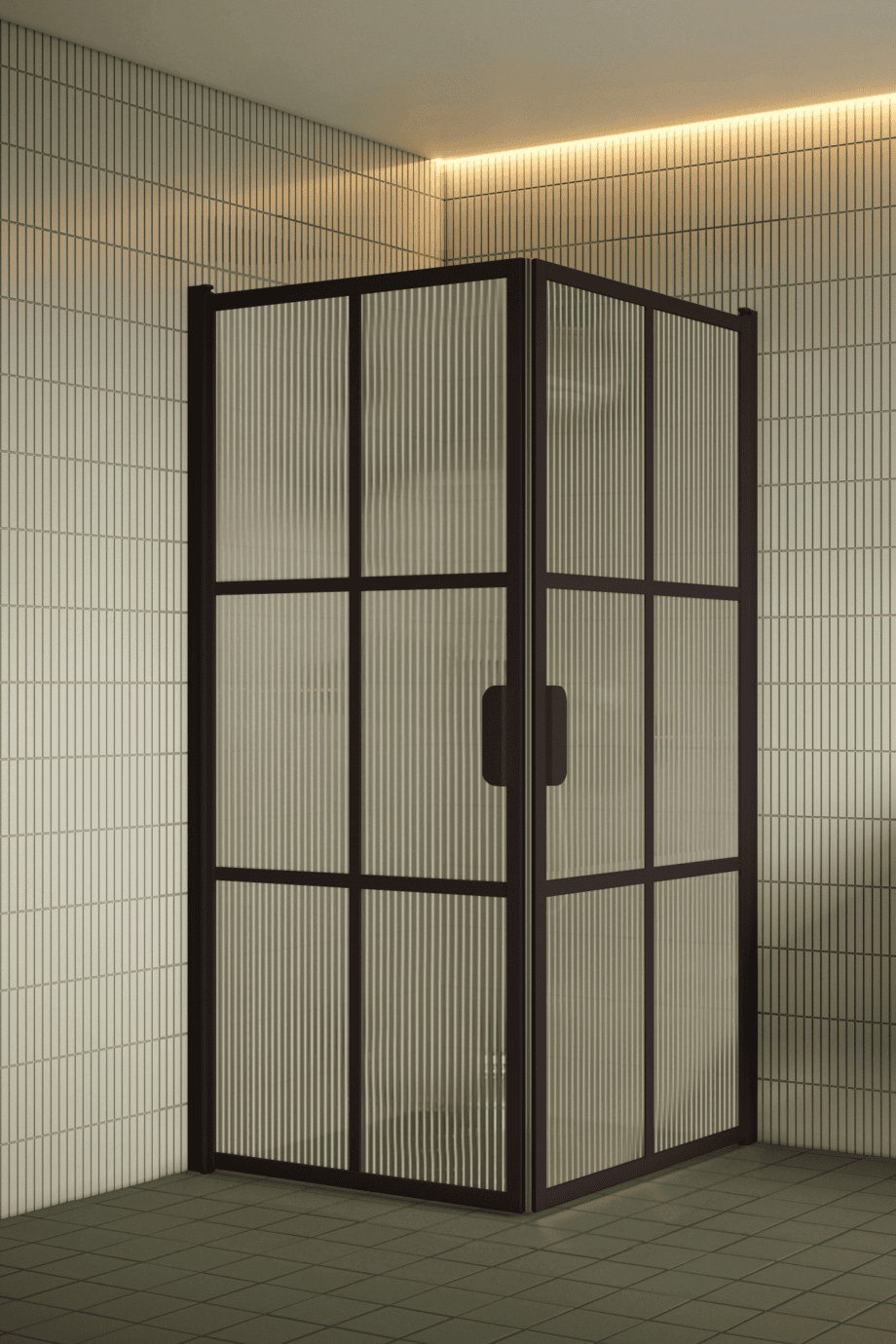 Suihkunurkka Hietakari Bläk 767 Paris, Cocoa-kehys, Reeded-lasi