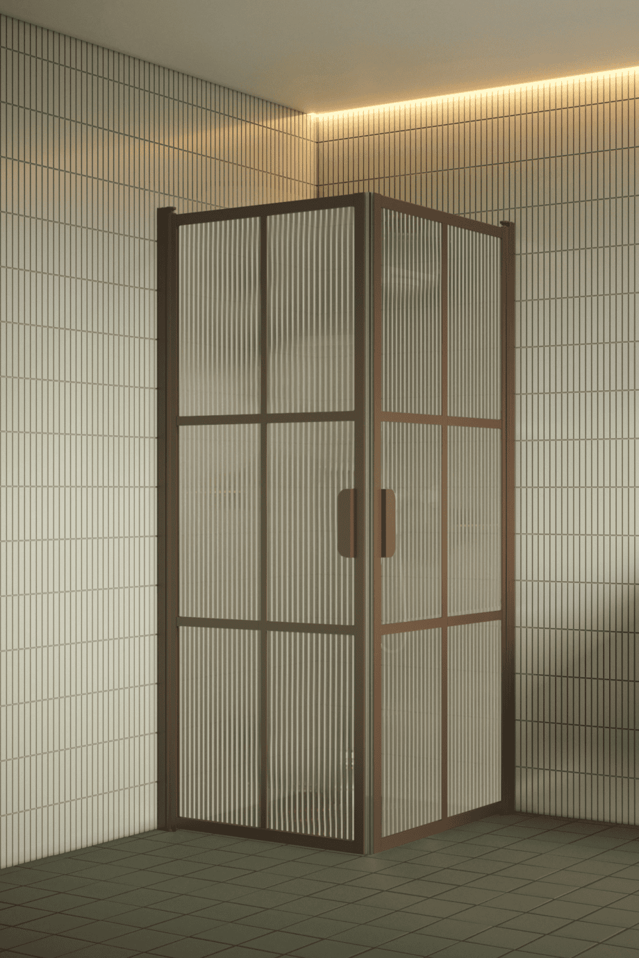 Suihkunurkka Hietakari Bläk 767 Paris, Mocha-kehys, Reeded-lasi
