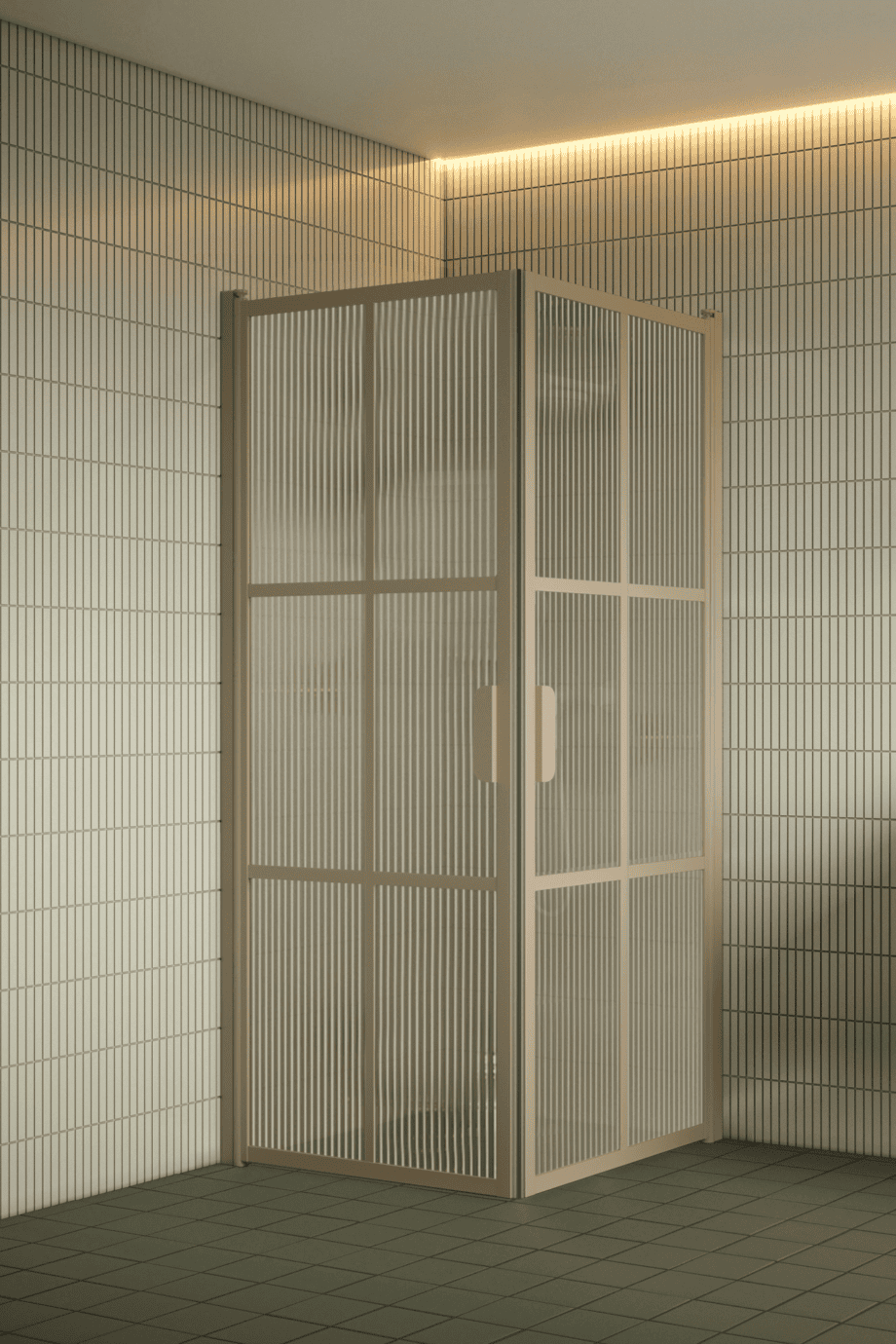 Suihkunurkka Hietakari Bläk 767 Paris, Sand-kehys, Reeded-lasi
