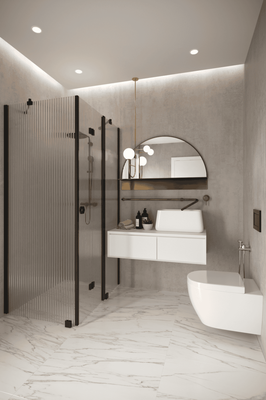Suihkunurkka Hietakari Forma 371, musta kehys, Reeded-lasi
