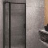 Kääntyvä suihkuseinä kiinteällä osalla Hietakari Bläk 733 New York, musta kehys, satiinilasi