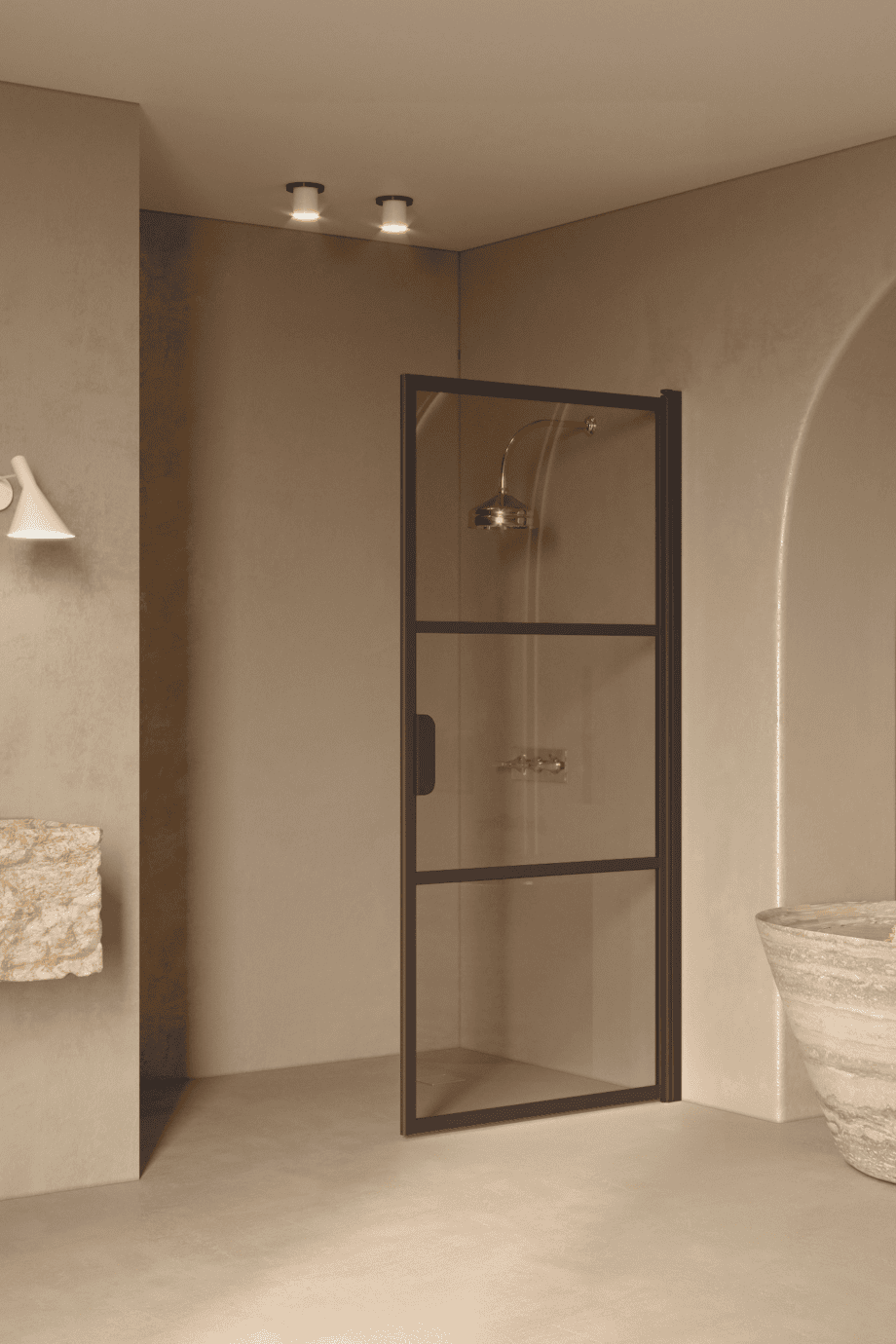 Kääntyvä suihkuovi Hietakari Bläk 735 Tokyo, Cocoa-kehys, pronssilasi