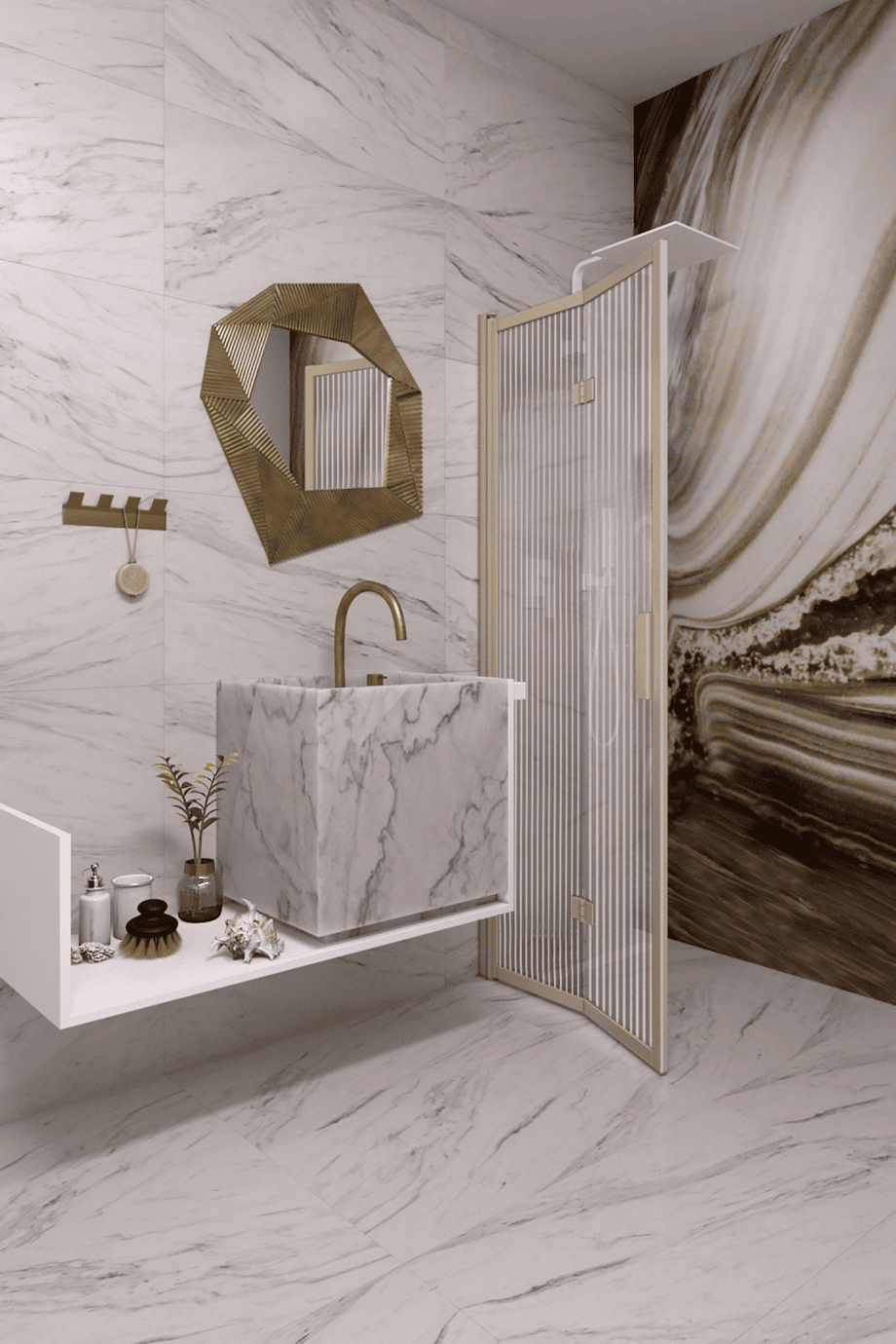 Taittuva suihkuseinä Hietakari Bläk 881 New York, Sand-kehys, Reeded-lasi