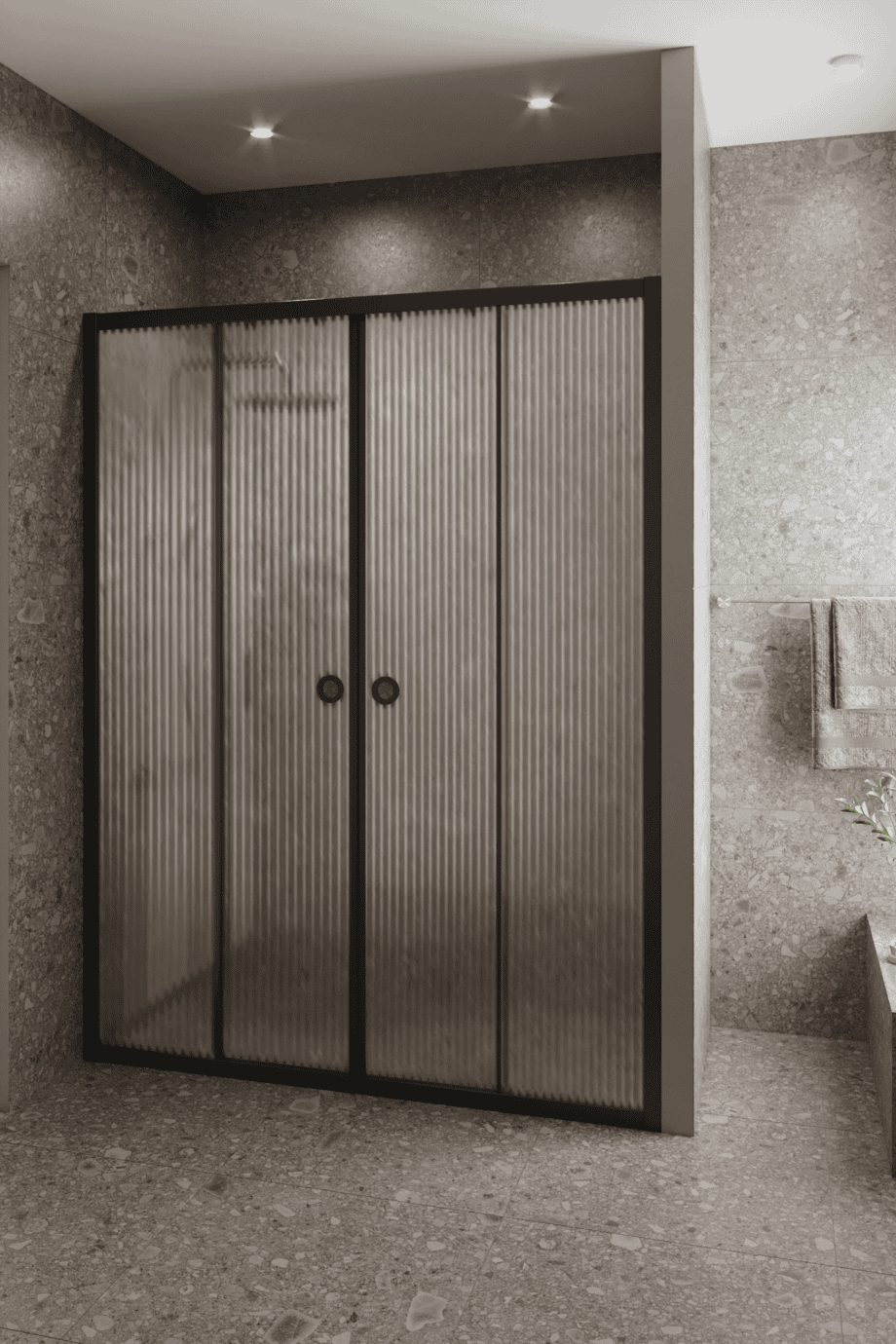 Tilanjakaja Hietakari Forma 464, musta kehys, Reeded-lasi