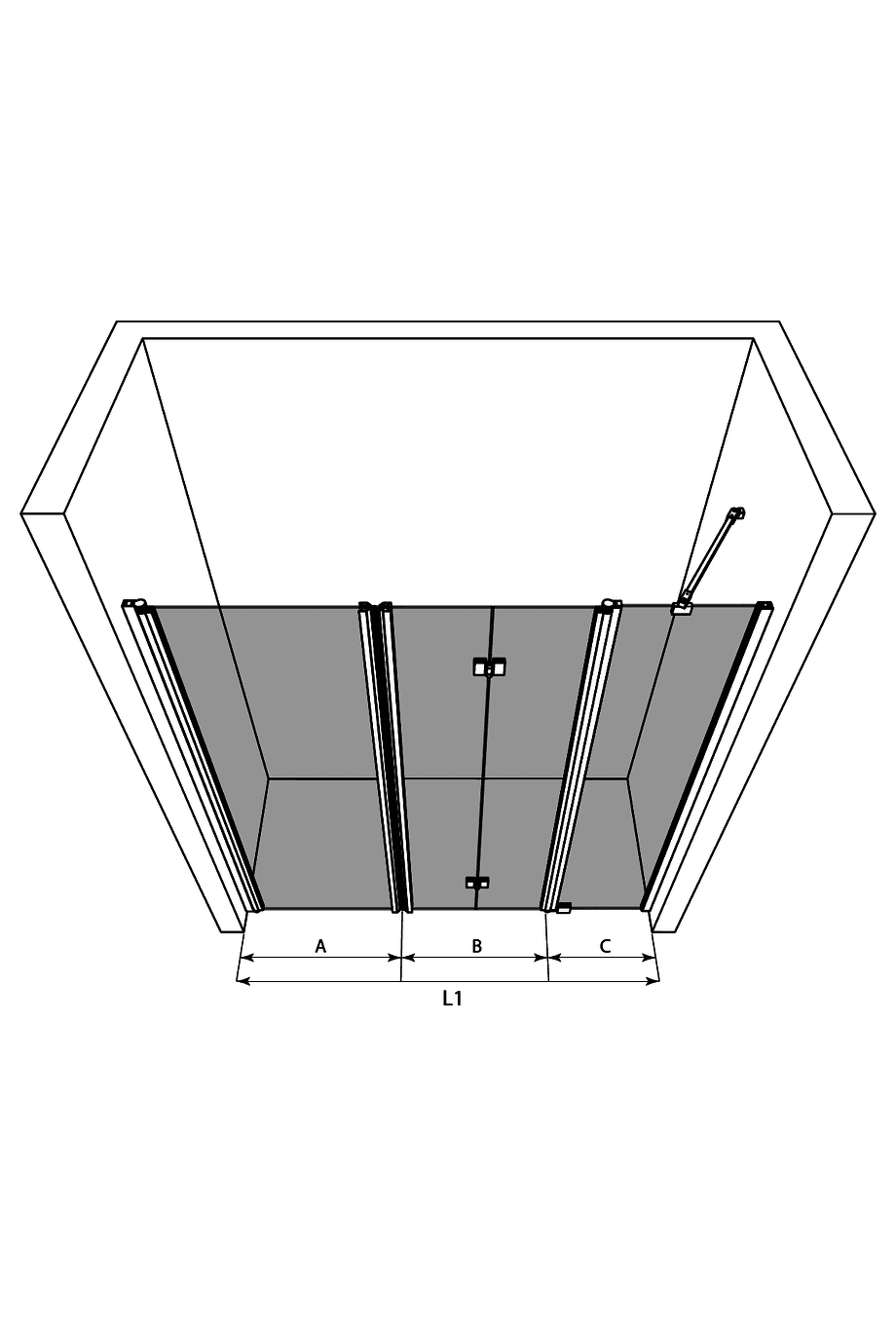 Tilanjakaja Hietakari Infinia 244 – 3D-piirros Tilanjakaja Hietakari Infinia 244 – 3D-piirros
