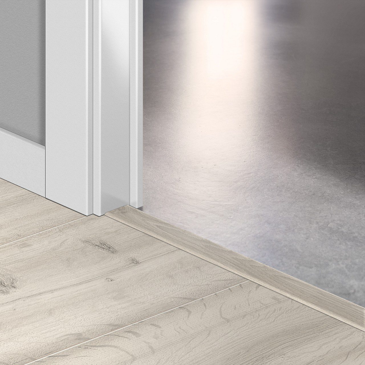 Incizo 5in1 -siirtymälista Quick-Step Woodland Oak Light Grey laminaatille, 13x48x2150 mm