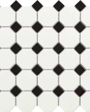 Keraaminen mosaiikki Tech Octagon White, 30x30 cm, valkoinen-musta