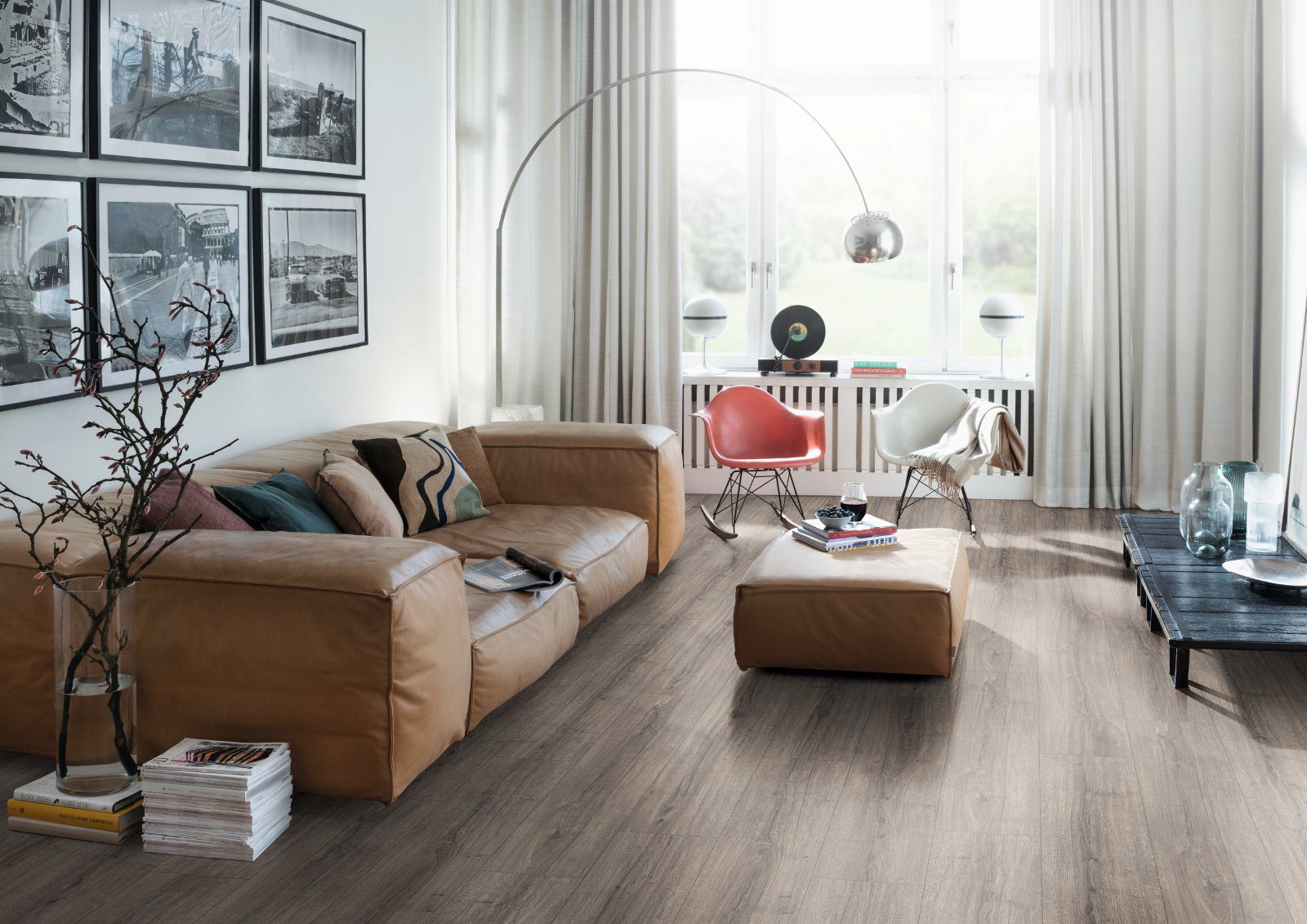 Laminaatti Egger harmaa Sherman-tammi, Aqua+, leveä lauta 8 mm – 2