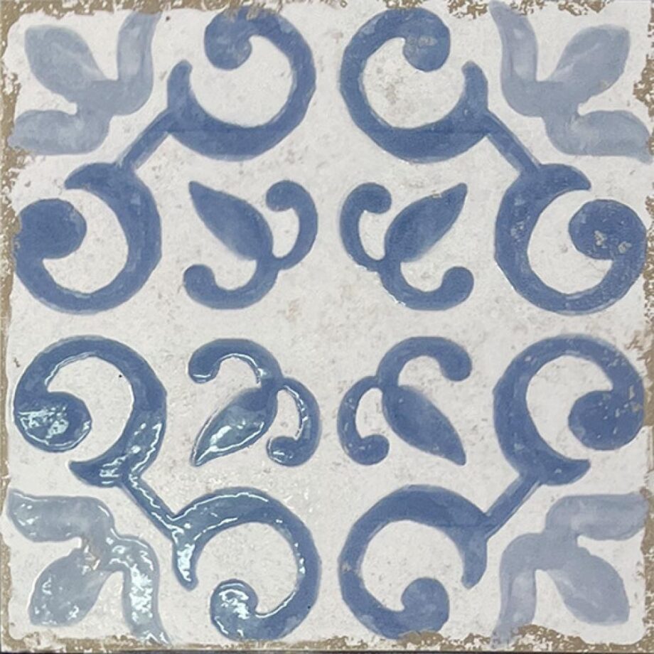 189213-1 Valencia hüdroplaadi mustriga portselanplaat Dune Antiga Mareny Azul, 20x20 cm, 9 mm, sinine